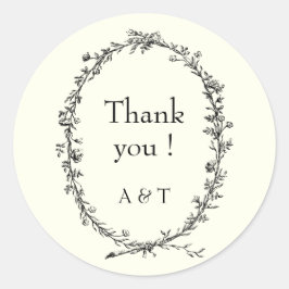 Ivoor chique bruiloft rustieke krans ronde sticker