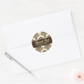Ivoor & Chocolade Damast Ronde Bruiloft Labels (Envelop)