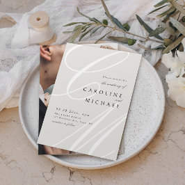 Ivoor Classic Elegant kalligrafie monogram bruilof Kaart