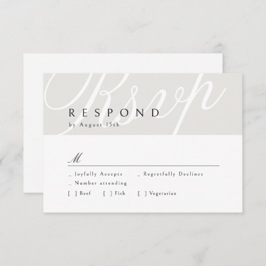 Ivoor Classic Elegante Kalligrafie Bruiloft RSVP (Voorkant / Achterkant)