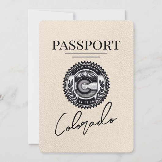 Ivoor Colorado Passport Bruiloft Kaart (Achterkant)
