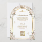 Ivoor Cream Bloemen Gouden Boog Moslim Huwelijk Kaart (Achterkant)