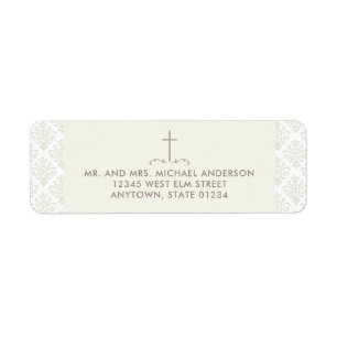 Ivoor Cream Cross met Damast Patroon Etiket