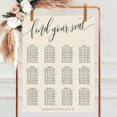 Ivoor Cream Eenvoudige Bruiloft Zitkaarten Poster