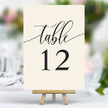 Ivoor Cream Minimalistische Kalligrafie Bruiloft Kaart<br><div class="desc">Leid uw gasten naar hun stoelen met deze elegante ivoren crème trouwtafelnummers. Met een minimalistisch ontwerp met moderne kalligrafie, voegen deze tafelnummers een vleugje verfijning toe aan uw huwelijksreceptie. De zachte achtergrond en de schone, elegante typografie zorgen voor eenvoudige leesbaarheid en verbeteren tegelijkertijd uw bruiloft decor. Perfect voor elk trouwthema,...</div>