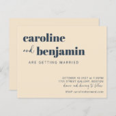 Ivoor Cream Navy Modern Budget Huwelijksuitnodigin (Voorkant / Achterkant)