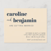 Ivoor Cream Navy Modern Budget Huwelijksuitnodigin (Voorkant)