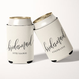 Ivoor Crème Bruidsmeisje Modern Schrift  Blikjeskoeler