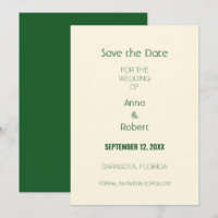 Ivoor Crème Donkergroen Save the Date