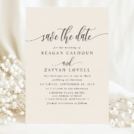 Ivoor Crème Elegante Calligrafie Bewaar de Datum Save The Date