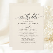 Ivoor Crème Elegante Calligrafie Bewaar de Datum Save The Date