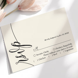 Ivoor Crème Elegante Calligrafie Huwelijks RSVP Ka Kaartje