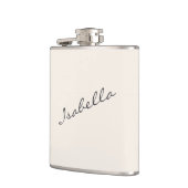 Ivoor Crème Elegante Script Naam Bruiloftsfeestje  Heupfles (Links)