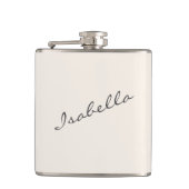 Ivoor Crème Elegante Script Naam Bruiloftsfeestje  Heupfles (Voorkant)