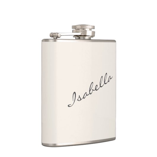 Ivoor Crème Elegante Script Naam Bruiloftsfeestje  Heupfles (Rechts)