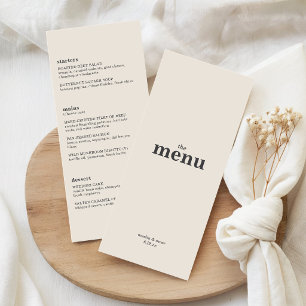 Ivoor Crème Minimalistische Vet Type Trouw Diner Menu
