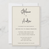Ivoor Crème Modern Eenvoudige Trouw Uitnodiging (Voorkant)