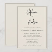 Ivoor Crème Modern Eenvoudige Trouw Uitnodiging (Voorkant / Achterkant)