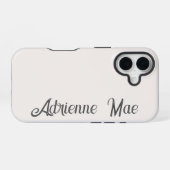 Ivoor Crème Moderne Script Monogram Naam iPhone 16 Hoesje (Achterkant horizontaal)