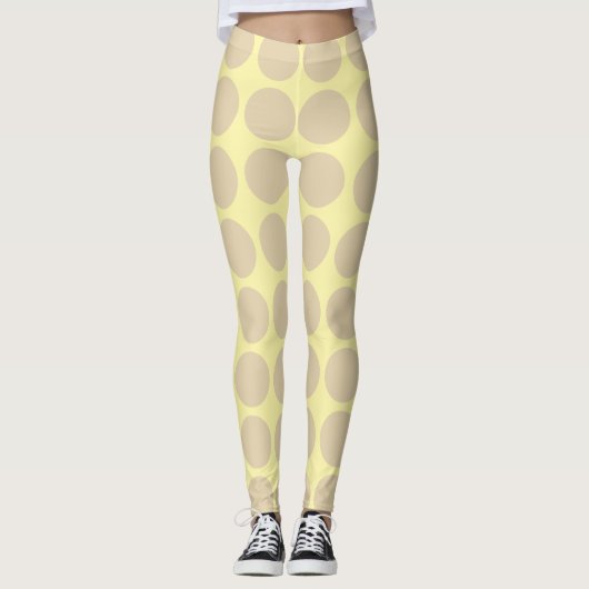 Ivoor Crème Neutrale Stippen Leggings (Voorkant)