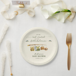 Ivoor Crème Reel Opgewonden Baby Shower Papieren Bordje