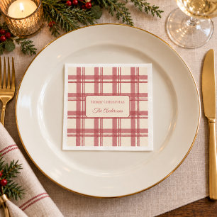 Ivoor Crème Rood Vintage Tartan Schotse Kerst Servet