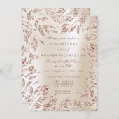 Ivoor Crème Roze Gouden Glitter Bladeren Bloem Kad Kaart (Voorkant / Achterkant)