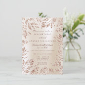 Ivoor Crème Roze Gouden Glitter Bladeren Bloem Kad Kaart (Staand voorkant)