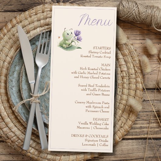 Ivoor Cute Caterpillar Custom Baby Shower Menu