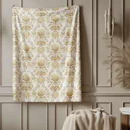  ivoor Damask Subtle Waterverf Motieven Fleece Deken