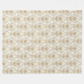 ivoor Damask Subtle Waterverf Motieven Fleece Deken (Voorkant (Horizontaal))
