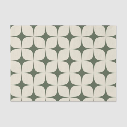 Ivoor Deep Green Mid Century Modern Boho Geometris Tissuepapier (Voorkant)