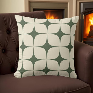 Ivoor & Deep Green Mid Century Modern  Kussen