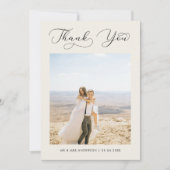 Ivoor Delicate Kalligrafie Trouwfoto Dank u Bedankkaart (Voorkant)