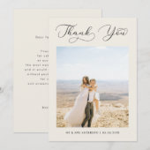 Ivoor Delicate Kalligrafie Trouwfoto Dank u Bedankkaart (Voorkant / Achterkant)