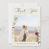 Ivoor Delicate Wildbloemen Foto Bruiloft Dank u Bedankkaart (Voorkant)