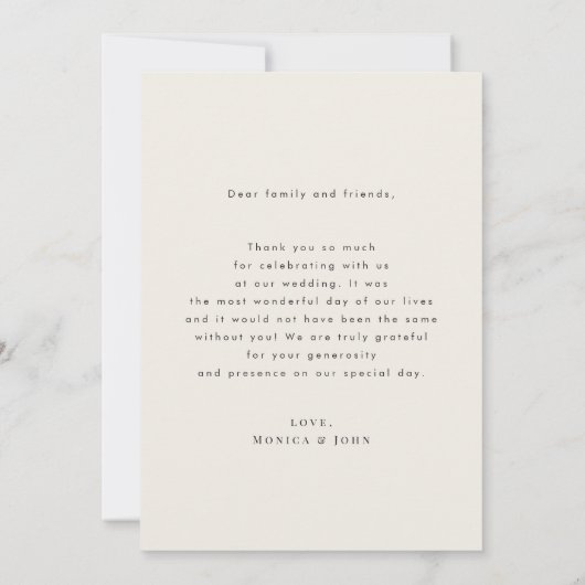 Ivoor Delicate Wildbloemen Foto Bruiloft Dank u Bedankkaart (Achterkant)