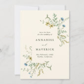 Ivoor Delicate Wildflower Boho Trouwfoto Save The Date (Voorkant)
