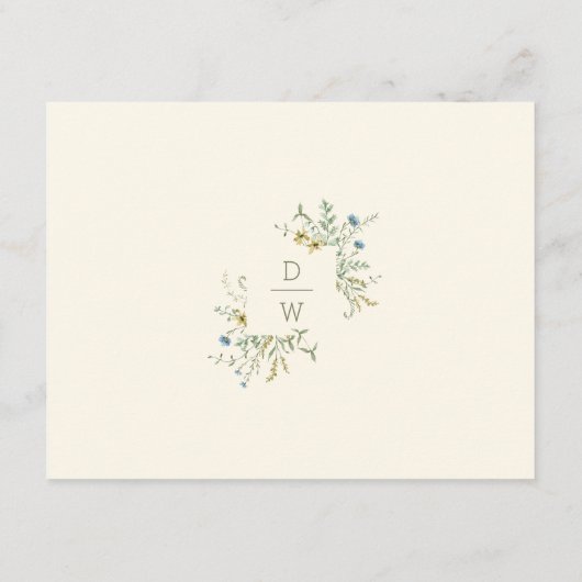 Ivoor Delicate Wildflower bruiloft details Informatiekaartje (Achterkant)