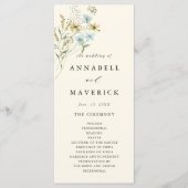 Ivoor Delicate Wildflower Moderne Boho Bruiloft Programmakaart (Voorkant)