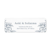 Ivoor Denim Blauwe Stijl in Bruiloft Retouradres Etiket (Voorkant)