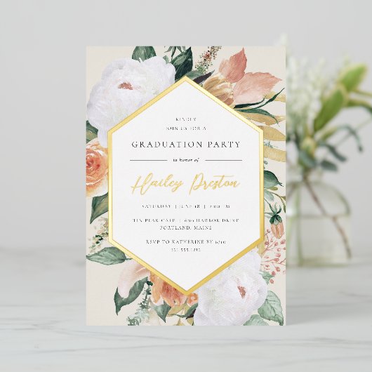 Ivoor | Desert Floral Gradual Party Folie Uitnodiging (Staand Voorkant)