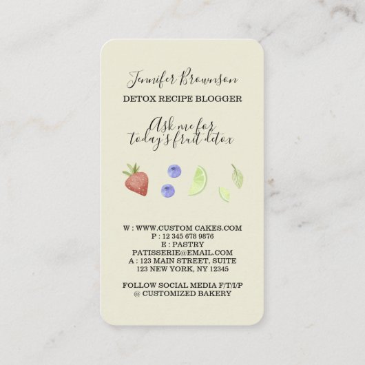 Ivoor Detox Fresh Fruits Drink Blender Visitekaartje (Achterkant)
