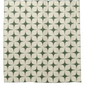 Ivoor & Diep Groen Mid Century Modern Geometric Douchegordijn (Voorkant)