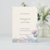 Ivoor Distel Wilde Bloem Save the Date Kaart (Staand voorkant)