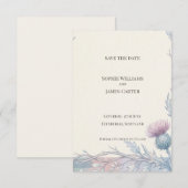 Ivoor Distel Wilde Bloem Save the Date Kaart (Voorkant / Achterkant)