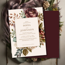 Ivoor Donker Roos Bloemen Herfst Winter Wedding