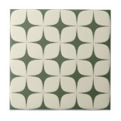 Ivoor & donkergroen Mid-Century Modern  Tegeltje (Voorkant)