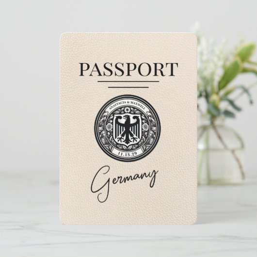 Ivoor Duitsland paspoort Bewaar de datum Save The Date (Staand voorkant)
