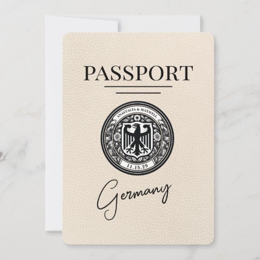 Ivoor Duitsland paspoort Bewaar de datum Save The Date (Voorkant)